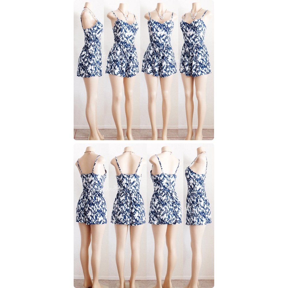 Last☝️ Blue Sweetheart Bohemian Print Cute Romper - Picture 7 of 8
